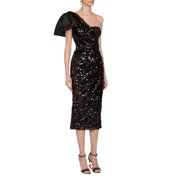 Dolce & GabbanaFollow Bow-Embellished Sequin Dress Size 44 IT, M US NEW